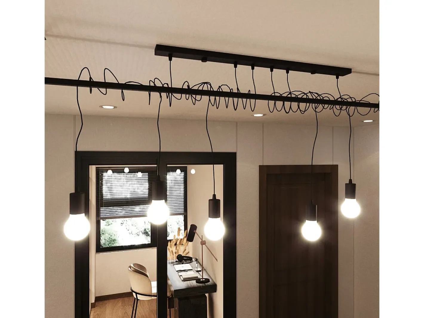 Sale Sollux Lighting Sospensione Moderna Barra Dritta 6 Luci Nero E27 Colgante de barra recto moderno 6 luces E27 Negro