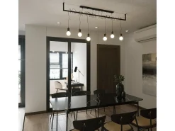 New Sollux Lighting Sospensione Moderna Barra Dritta 2 Luci Nero E27 Colgante moderno de barra recta 2 luces E27 Negro