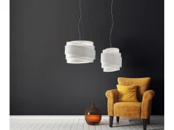 Sospensione Moderna Bea Polilux ® Bianco E Metallo Cromo 1 Luce E27 D40Cm Blanco Sale