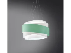Sospensione Moderna Bea Polilux ® Verde Pastello Metallo Cromo 1 Luce E27 D60Cm Plateado