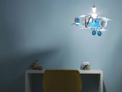 Sospensione Moderna Biplano Polilux ® Blu Biplano Blu 1 Luce E27 Blanco