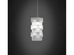 Sospensione Moderna Building Polilux ® Bianco E Metallo Cromo 1 Luce E27 Blanco New