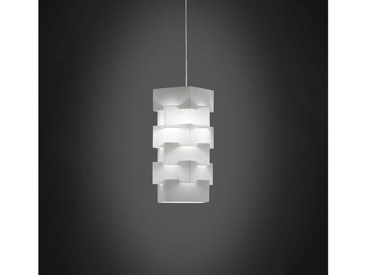 Sospensione Moderna Building Polilux ® Bianco E Metallo Cromo 1 Luce E27 Blanco New