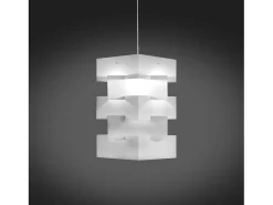 Sospensione Moderna Building Polilux ® Bianco E Metallo Cromo 1 Luce E27 H60Cm Blanco