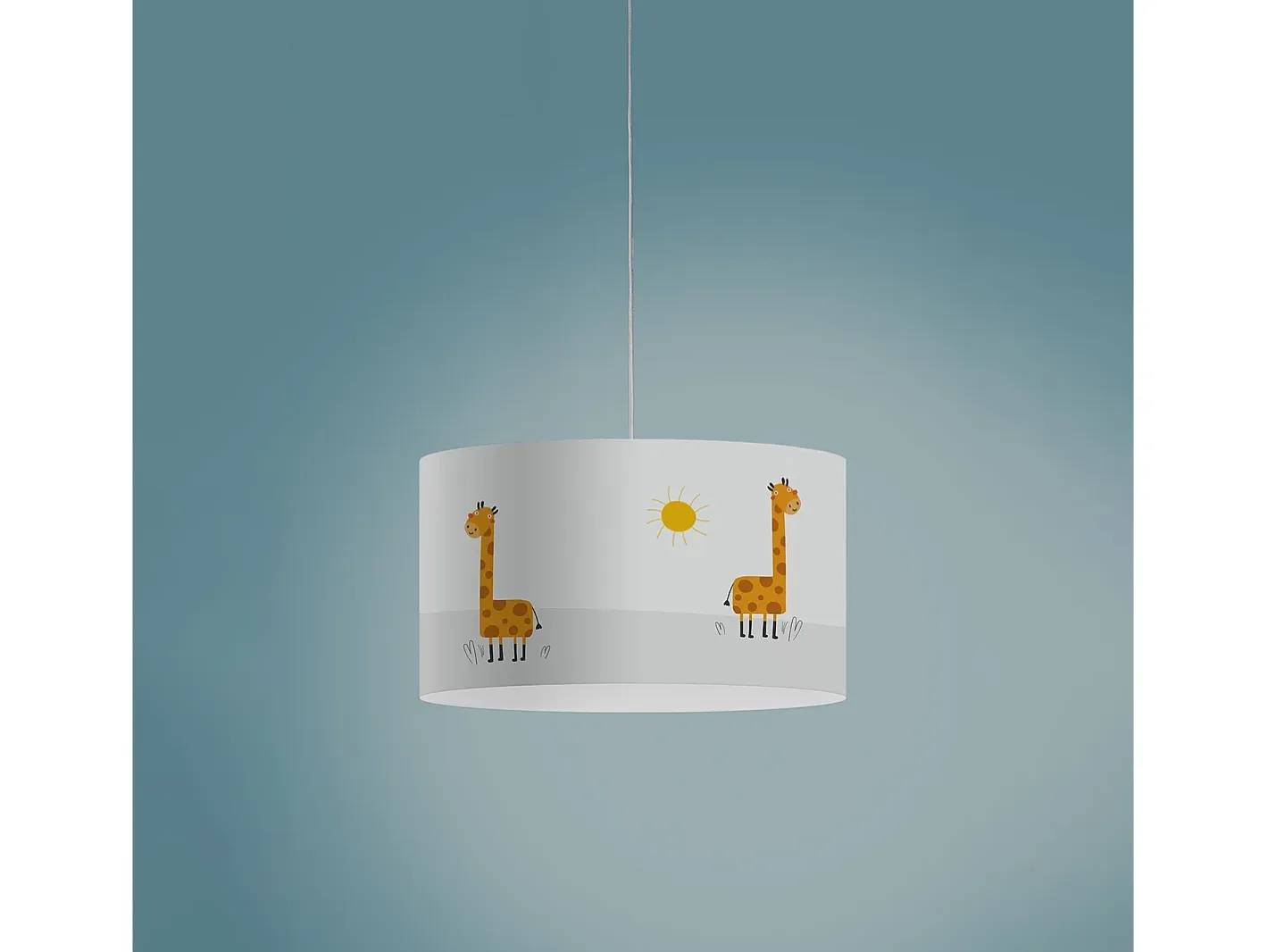 Lámpara Suspendida-Sospensione Moderna Decokids Polilux ® Grafica Giraffa 1 Luce E27 Blanco