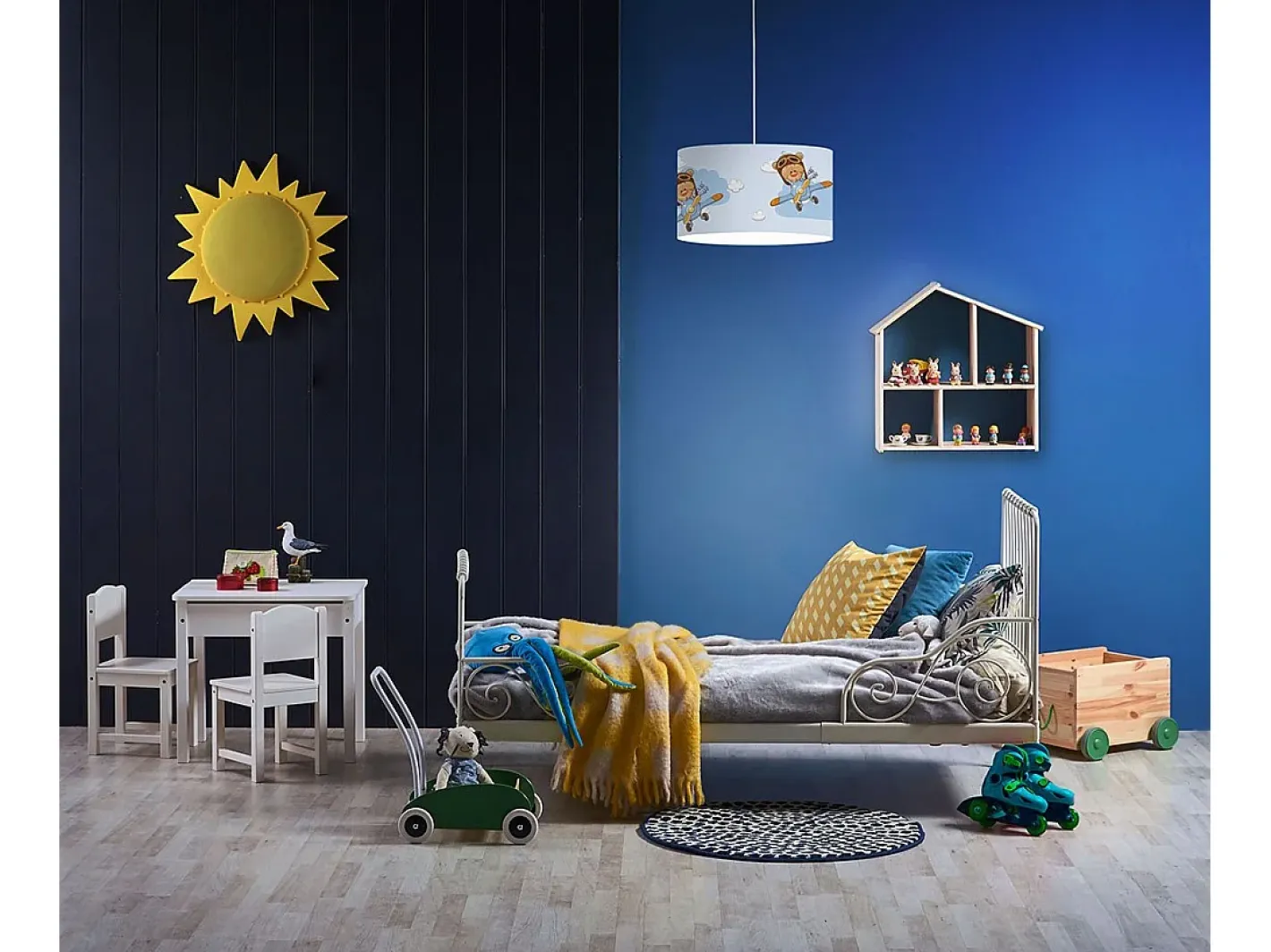 Sospensione Moderna Decokids Polilux ® Grafica Fly 1 Luce E27 Blanco