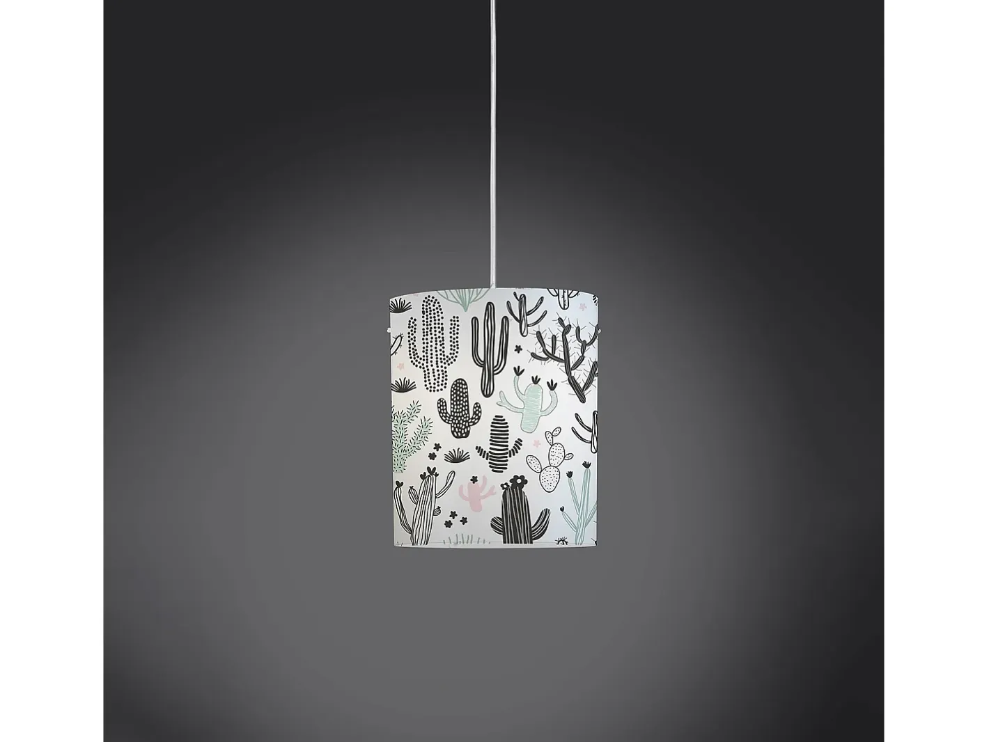 Sospensione Moderna Decolight Polilux ® Grafica Cactus 1 Luce E27 Blanco Hot