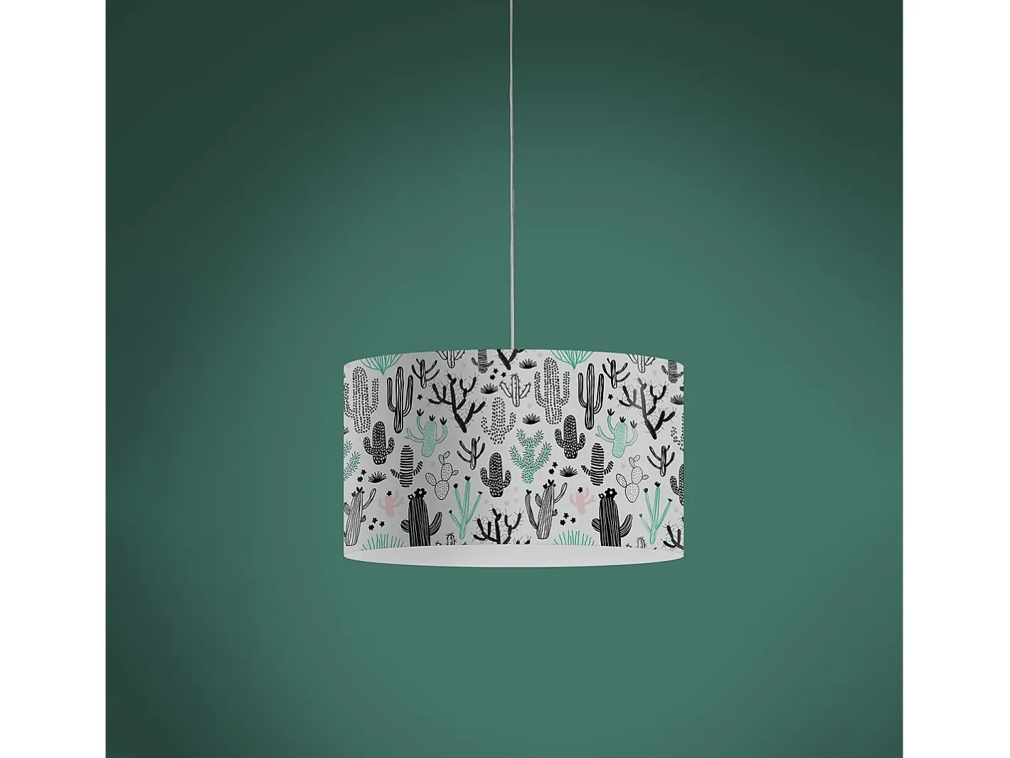 Sospensione Moderna Decolight Polilux ® Grafica Cactus 1 Luce E27 D40Cm Blanco New