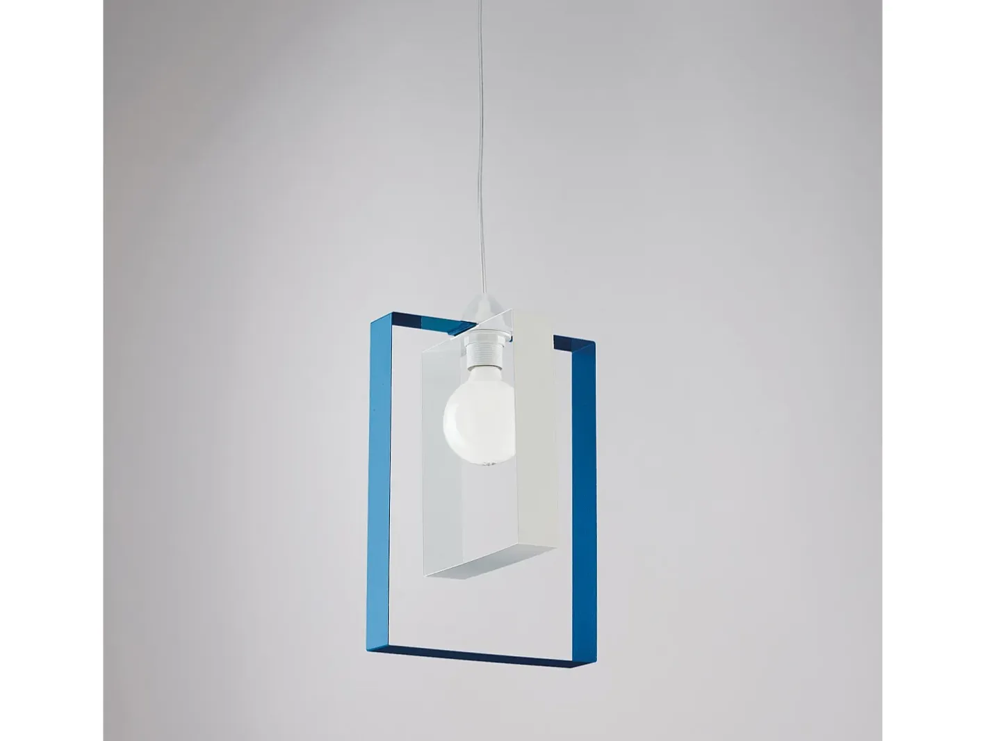 Sale Sospensione Moderna Duplo 1 Luce Ferro Laccato Bianco E Azzurro Blanco