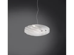 Clearance Sospensione Moderna Flat Polilux ® Bianco E Metallo Cromo 1 Luce E27 D50Cm Blanco