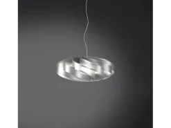 Hot Sospensione Moderna Flat Polilux ® Argento E Metallo Cromo 1 Luce E27 D50Cm Plateado
