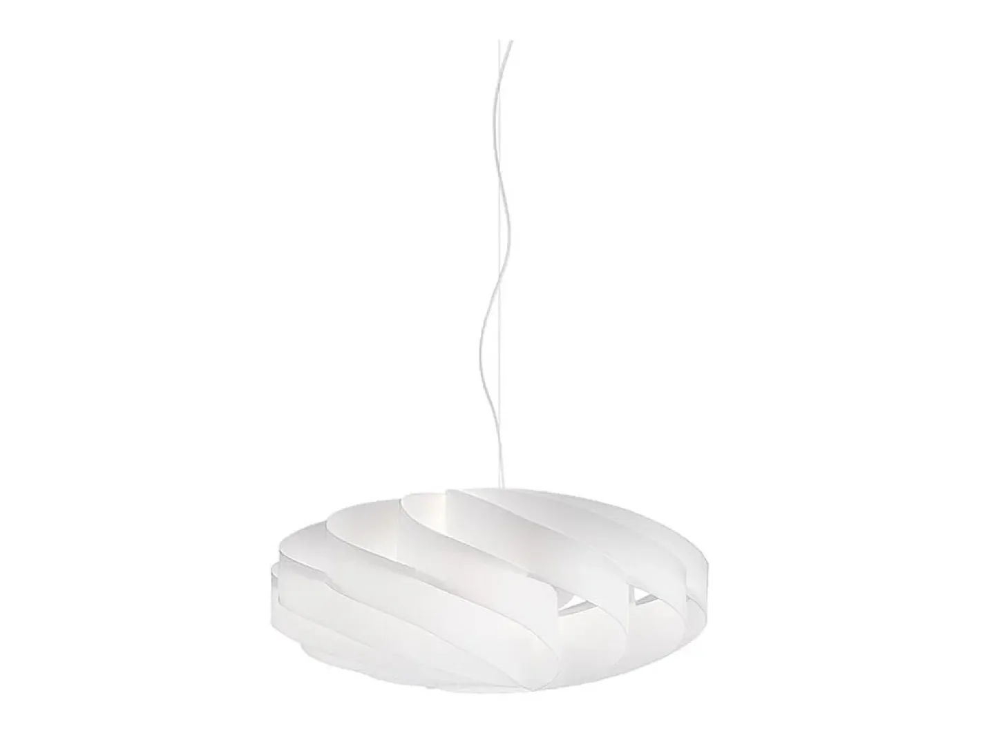 Sospensione Moderna Flat Polilux ® Bianco E Metallo Cromo 1 Luce E27 D60Cm Blanco Best