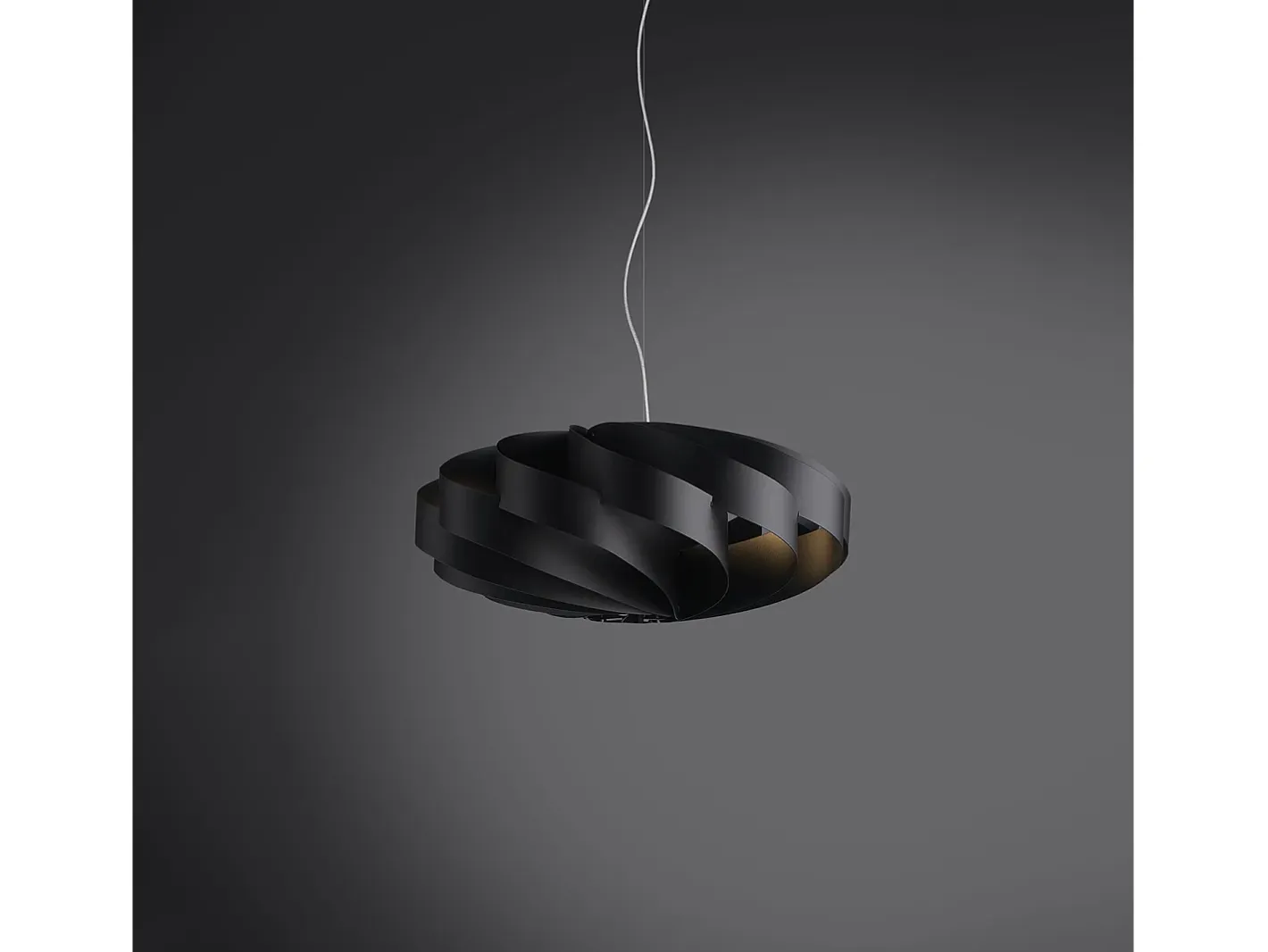 Sospensione Moderna Flat Polilux ® Nero E Metallo Cromo 1 Luce E27 Negro