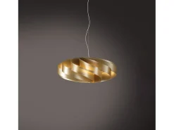 Lámpara Suspendida-Sospensione Moderna Flat Polilux ® New Gold E Metallo Cromo 1 Luce E27 Dorado