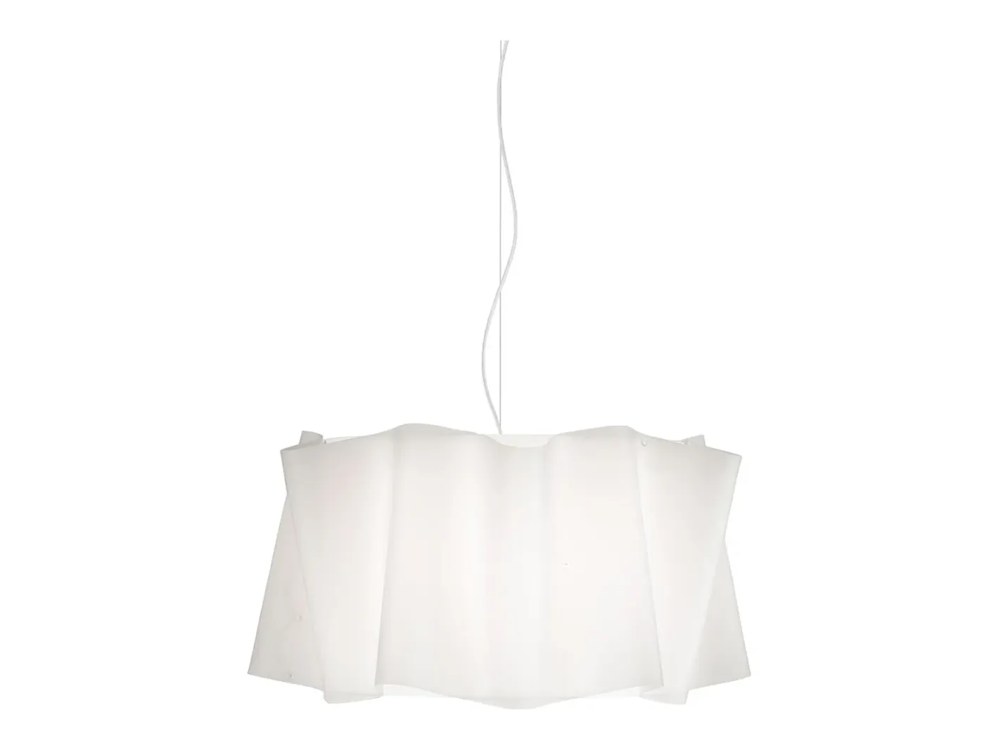 Sospensione Moderna Folio Polilux ® Bianco E Metallo Cromo 1 Luce E27 D60Cm Blanco New