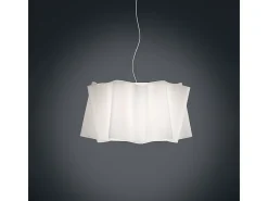 Sospensione Moderna Folio Polilux ® Bianco E Metallo Cromo 1 Luce E27 D60Cm Blanco New