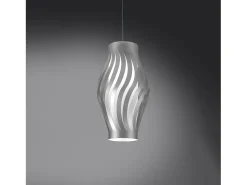 Sospensione Moderna Helios Polilux ® Argento 1 Luce E27 H40Cm Blanco