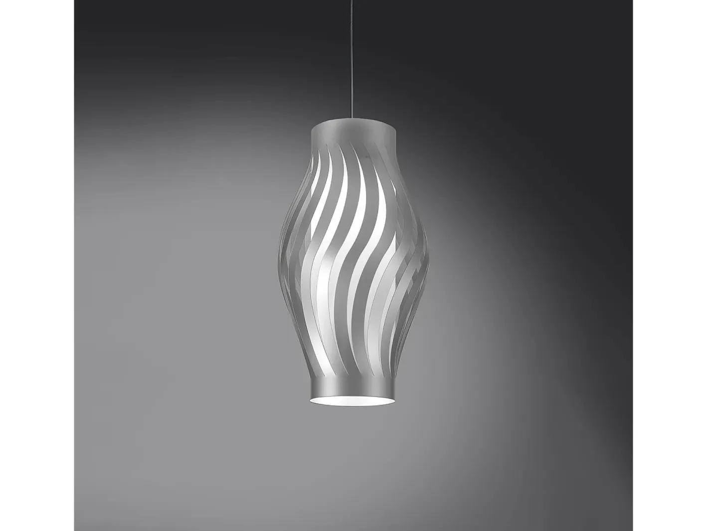 Lámpara Suspendida-Sospensione Moderna Helios Polilux ® Argento 1 Luce E27 H61Cm Blanco