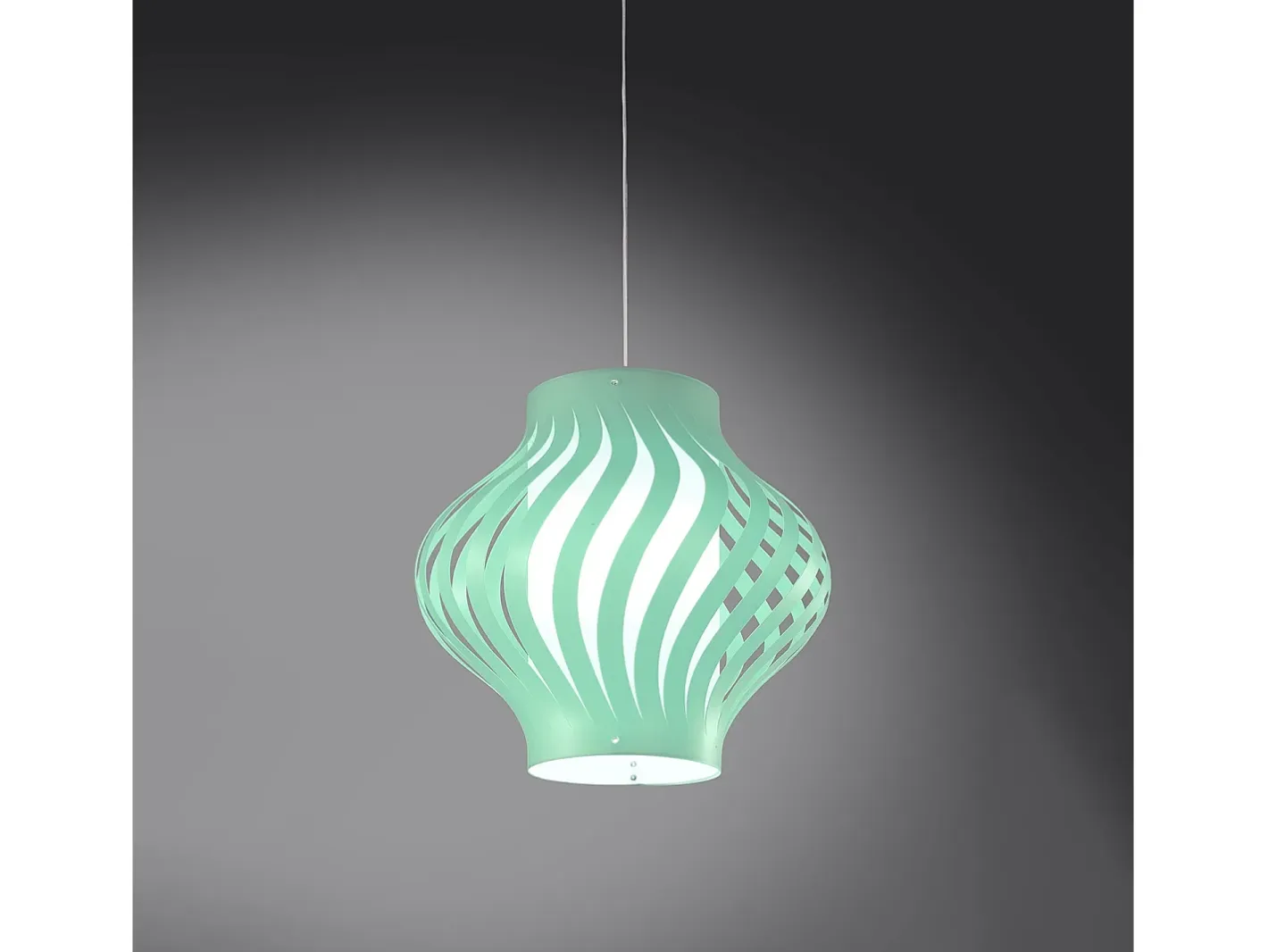 Lámpara Suspendida-Sospensione Moderna Helios Larga Polilux ® Verde Pastello 1 Luce E27 Blanco