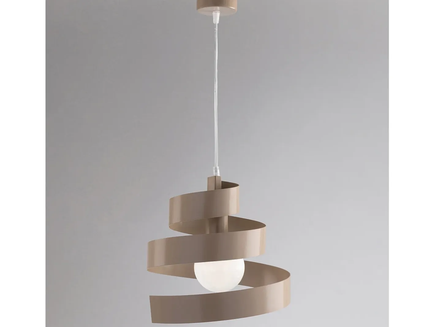 Lámpara Suspendida-Sospensione Moderna Helix 1 Luce In Ferro Laccato Tortora Topo