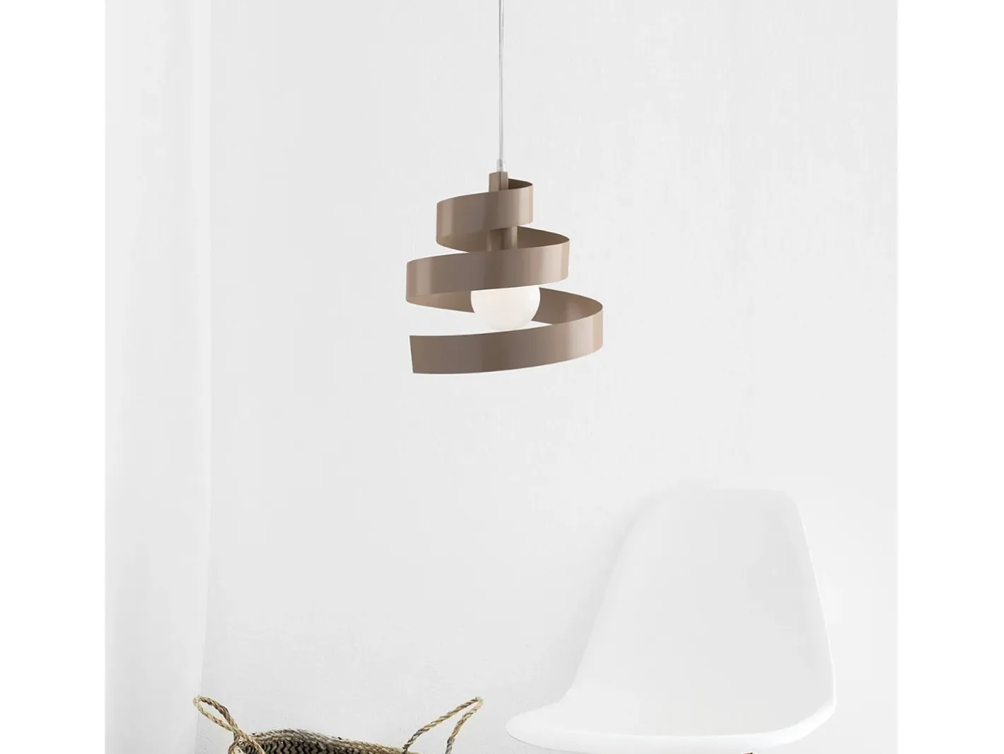 Lámpara Suspendida-Sospensione Moderna Helix 1 Luce In Ferro Laccato Tortora Topo