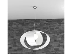 Outlet Sospensione Moderna Lap Metallo E Vetro Bianco 1 Luce E27 52Cm Blanco
