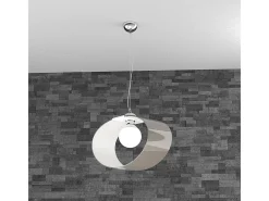 Best Sospensione Moderna Lap Metallo Bianco E Vetro Tortora 1 Luce E27 42Cm Topo
