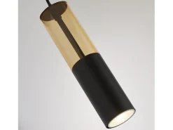 New Sospensione Moderna Merrygold Acciaio Nero Ambra 1 Luce Gu10 Negro