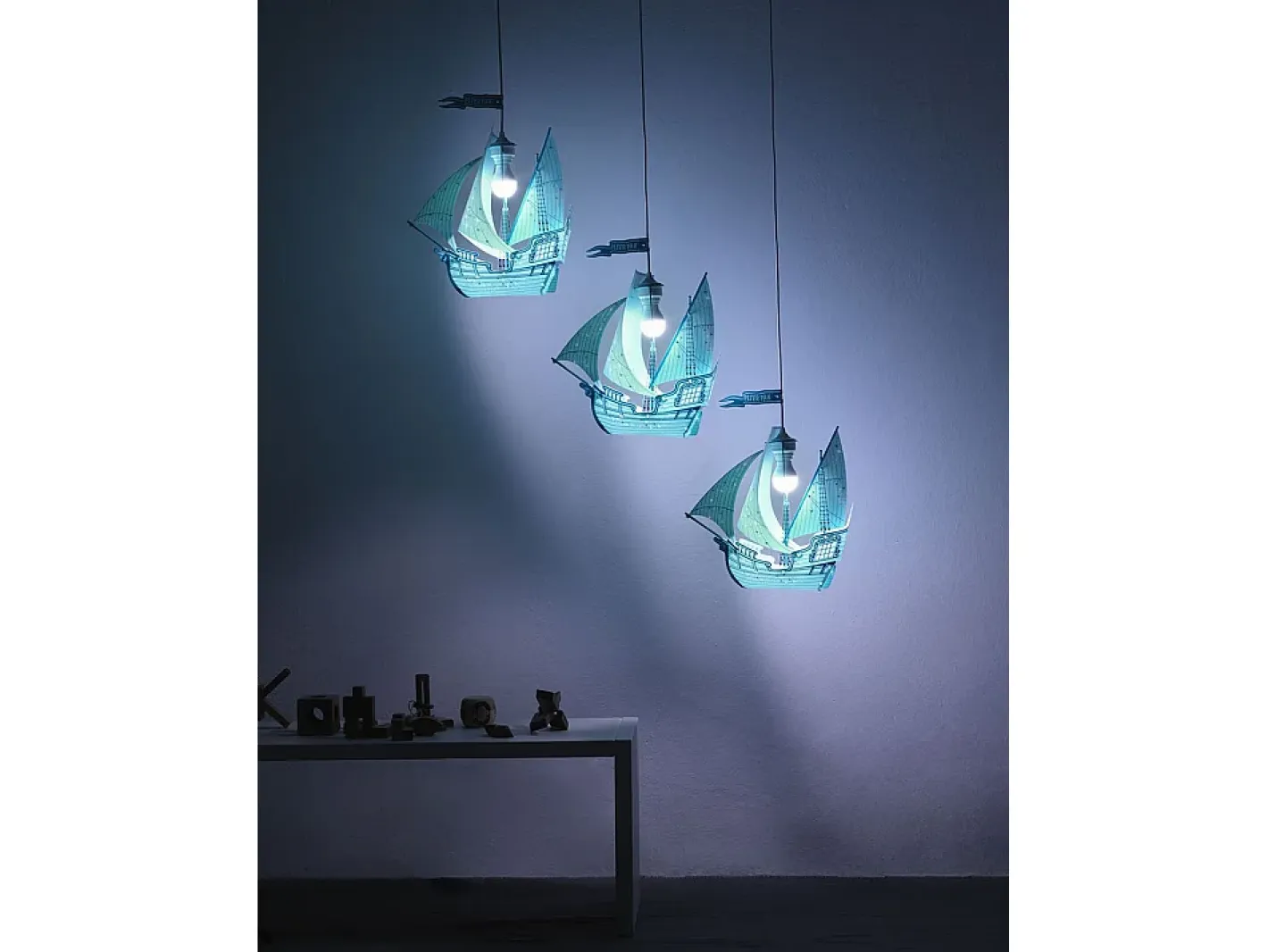 Online Sospensione Moderna Peter Pan Polilux ® Azzurro Peter Pan Acquamarina 1 Luce E27 Blanco