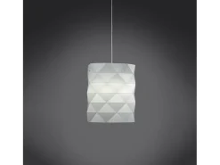 Sospensione Moderna Prisma Polilux ® Bianco E Metallo Cromo 1 Luce E27 D27Cm Blanco New