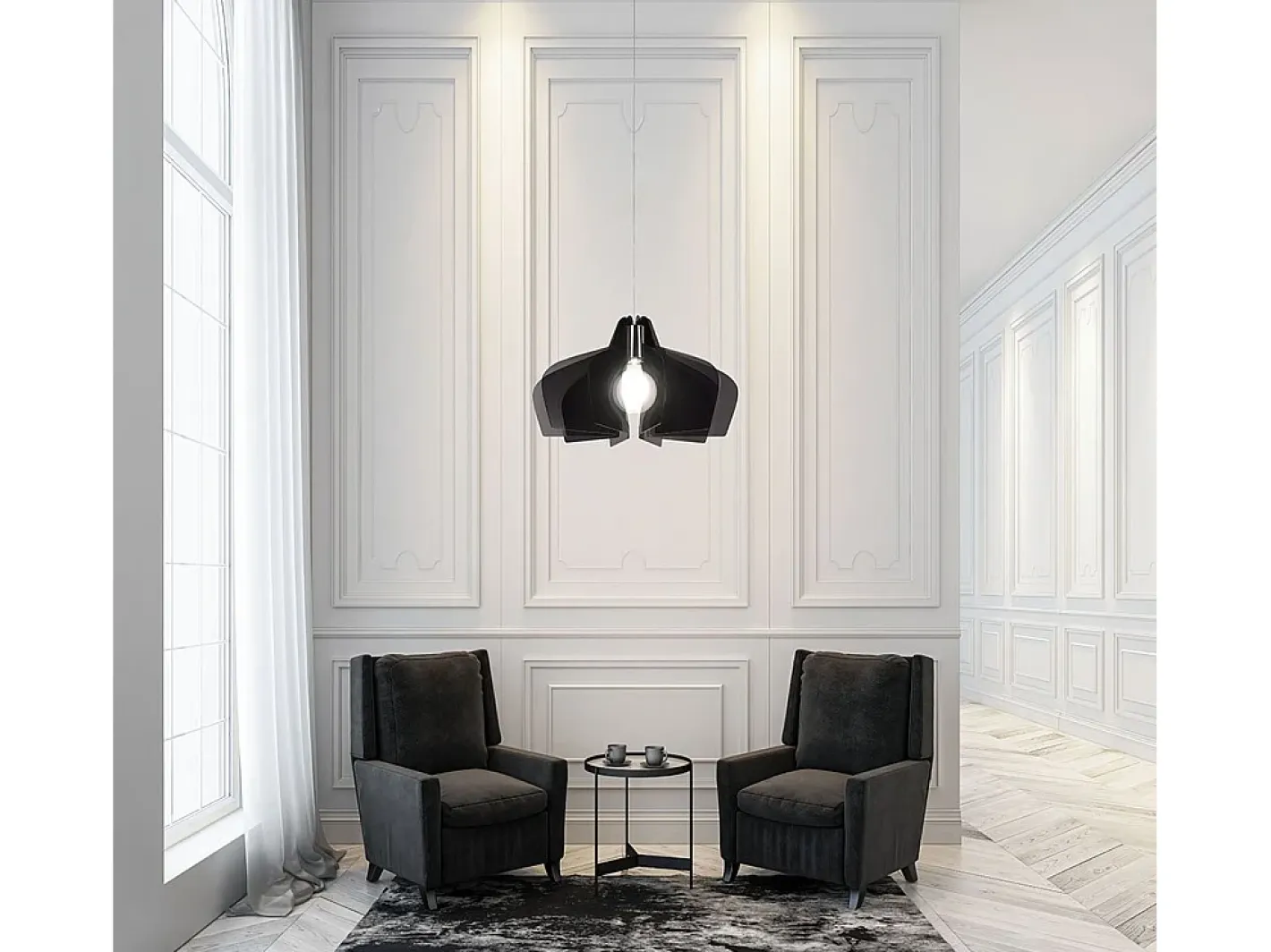 Outlet Sospensione Moderna Space Collection Polilux ® Fumè 1 Luce E27 D50Cm Plateado