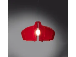 Sale Sospensione Moderna Space Collection Polilux ® Rosso Fluorescente E27 D58Cm Plateado