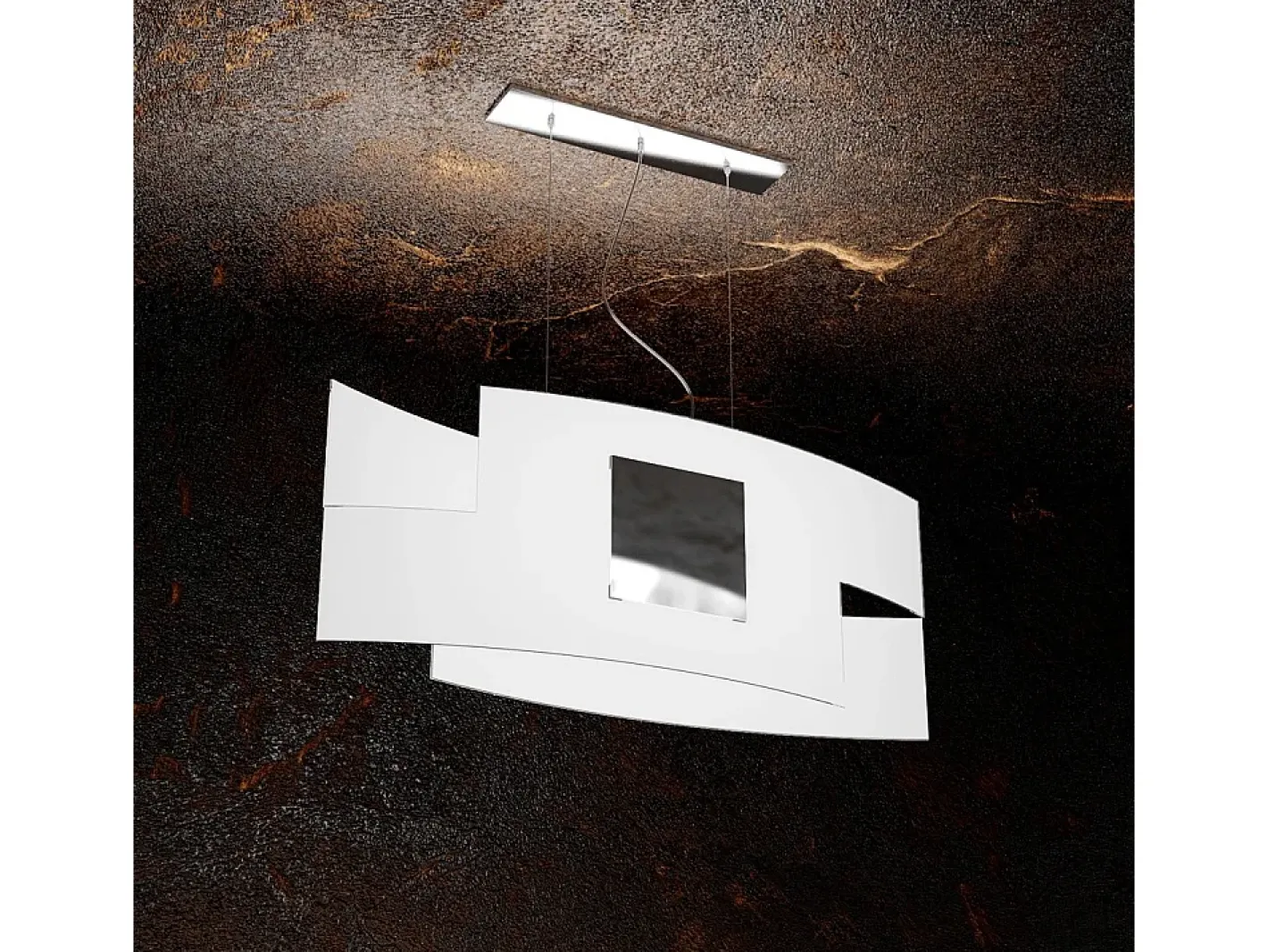 Clearance Sospensione Moderna Tetris Color Metallo Cromo Vetro Bianco 2 Luci E27 Blanco