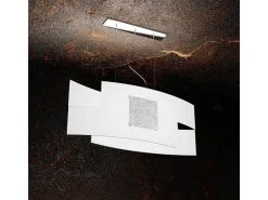 Sale Sospensione Moderna Tetris Color Metallo Foglia Argento Vetro Bianco 2 Luci E27 Blanco