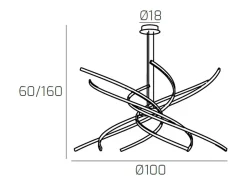 Lámpara Suspendida-Sospensione Moderna Tornado Alluminio Oro Brunito Led 88W D.100Cm Luce Calda Dorado