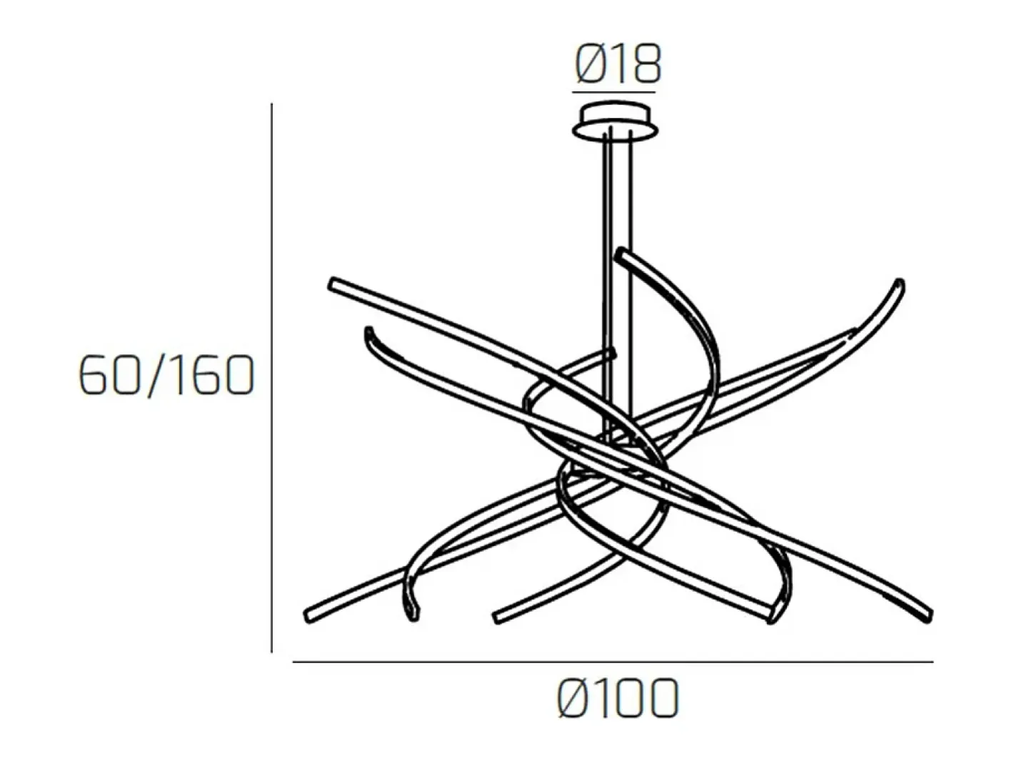 Lámpara Suspendida-Sospensione Moderna Tornado Alluminio Oro Brunito Led 88W D.100Cm Luce Calda Dorado