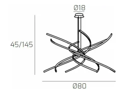Lámpara Suspendida-Sospensione Moderna Tornado Alluminio Oro Brunito Led 69W D.80Cm Luce Calda Dorado