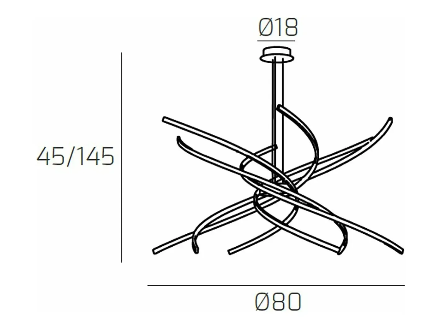 Lámpara Suspendida-Sospensione Moderna Tornado Alluminio Oro Brunito Led 69W D.80Cm Luce Calda Dorado