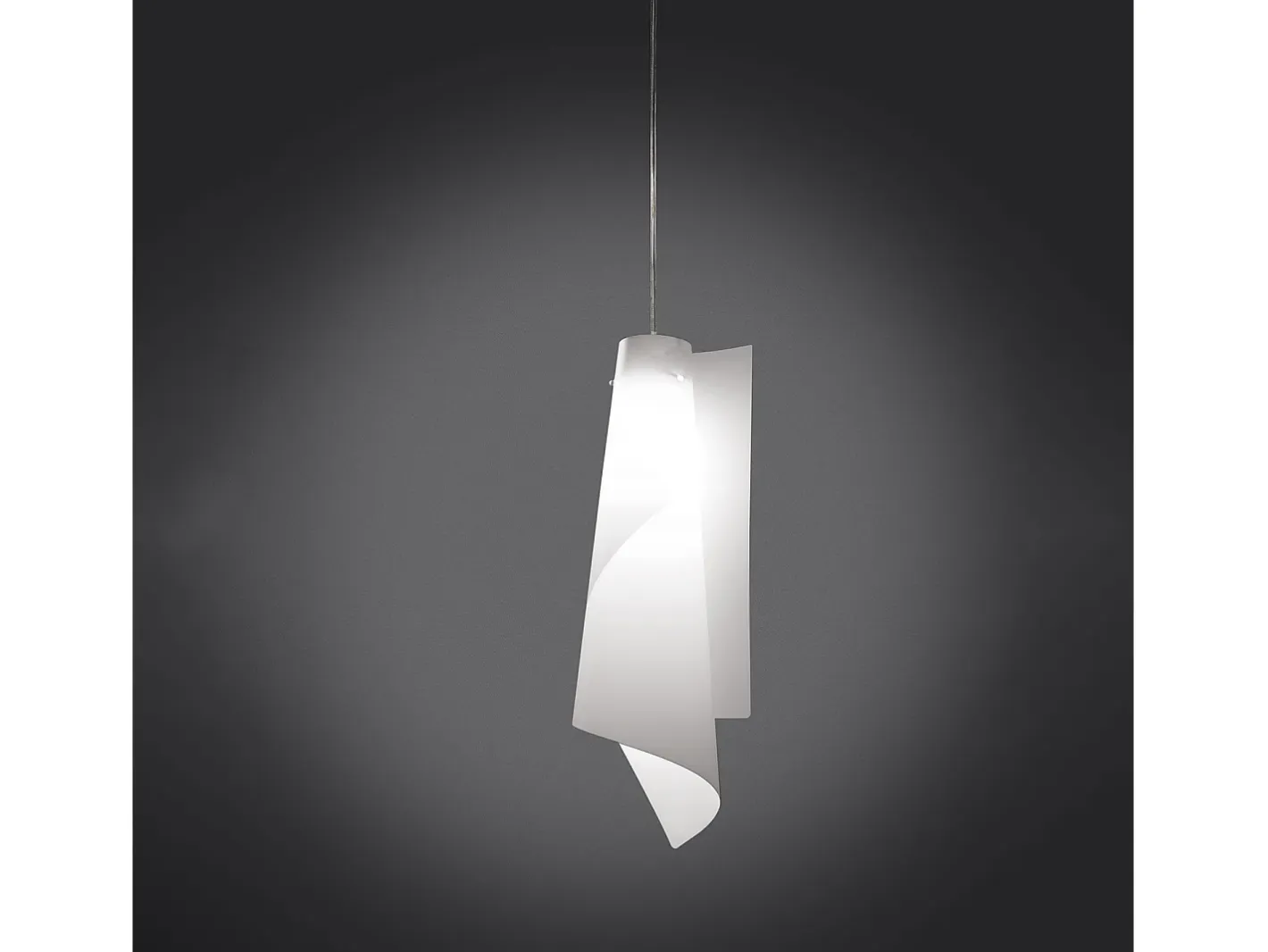 Lámpara Suspendida-Sospensione Moderna Vela Polilux ® Bianco E Metallo Cromo 1 Luce E27 H68Cm Blanco