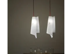 Lámpara Suspendida-Sospensione Moderna Vela Polilux ® Bianco E Metallo Cromo 1 Luce E27 Blanco