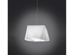 Sospensione Moderna Wanda Polilux ® Bianco E Metallo Cromo 1 Luce E27 Blanco New