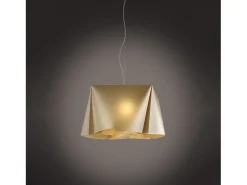 Lámpara Suspendida-Sospensione Moderna Wanda Polilux ® New Gold E Metallo Cromo 1 Luce E27 Dorado