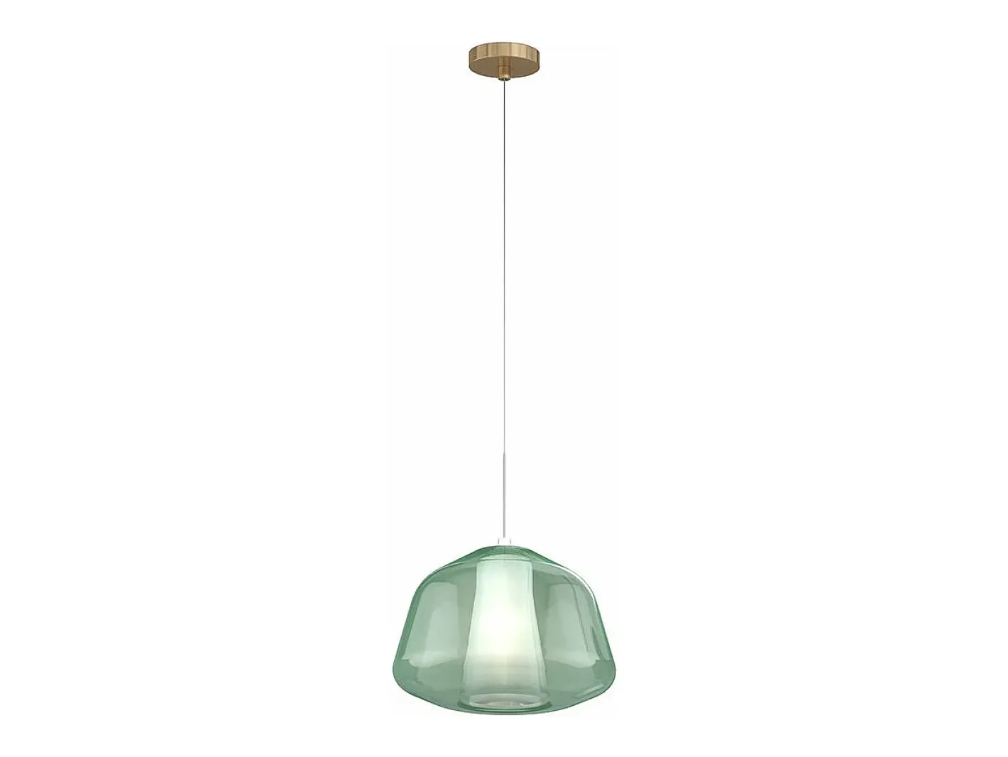 Sospensione Ottone Sat. 1 Luce Vetro Alpha Verde