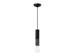 Ferroluce Sospensione Piccola Vintage Decò Pi Ceramica Nero Carbone 1 Luce E27 Negro Sale