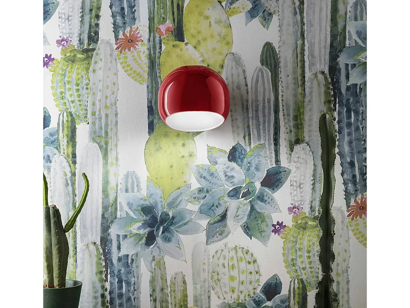 Ferroluce Lámpara Suspendida-Sospensione Piccola Vintage Decò Ayrton Ceramica 1 Luce E27 Rojo