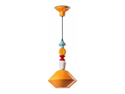 Discount Ferroluce Sospensione Piccola Vintage Decò Lariat Ceramica Giallo 1 Luce E27 Amarillo