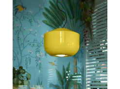 Ferroluce Lámpara Suspendida-Sospensione Piccola Vintage Decò Bellota Ceramica Giallo Limone 1 Luce E27 Amarillo