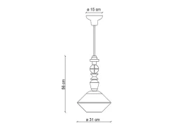 Ferroluce Lámpara Suspendida-Sospensione Piccola Vintage Decò Lariat Ceramica Bianco Latte 1 Luce E27 Blanco