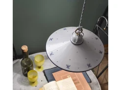 Ferroluce Lámpara Suspendida-Sospensione Saliscendi Classica Asti Ceramica E Ottone Decorato 35 Cm 1 Luce E27 Azul