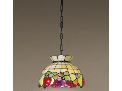 Outlet Sospensione Tiffany Vetro Fantasia 1 Luce E27 Multicolor